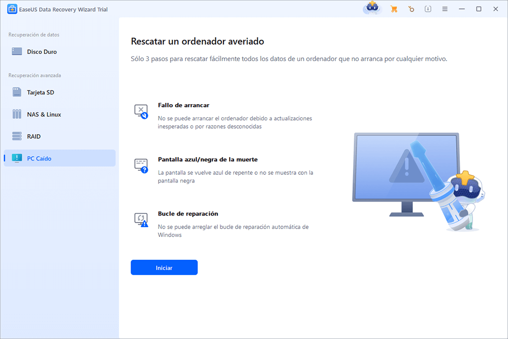 elegir recuperación pc averiado