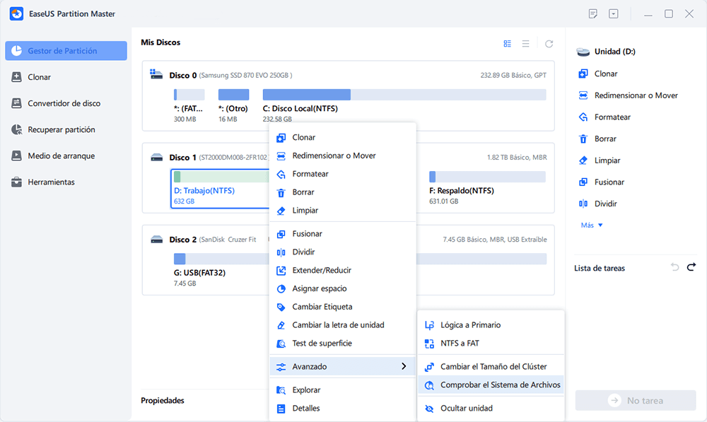 Comprobar sistema de archivos
