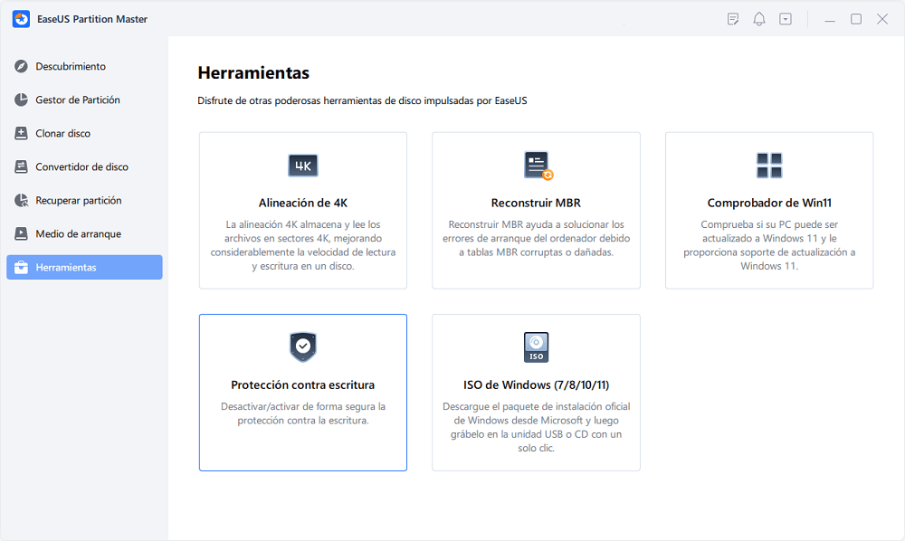 Haz clic en Protección contra escritura